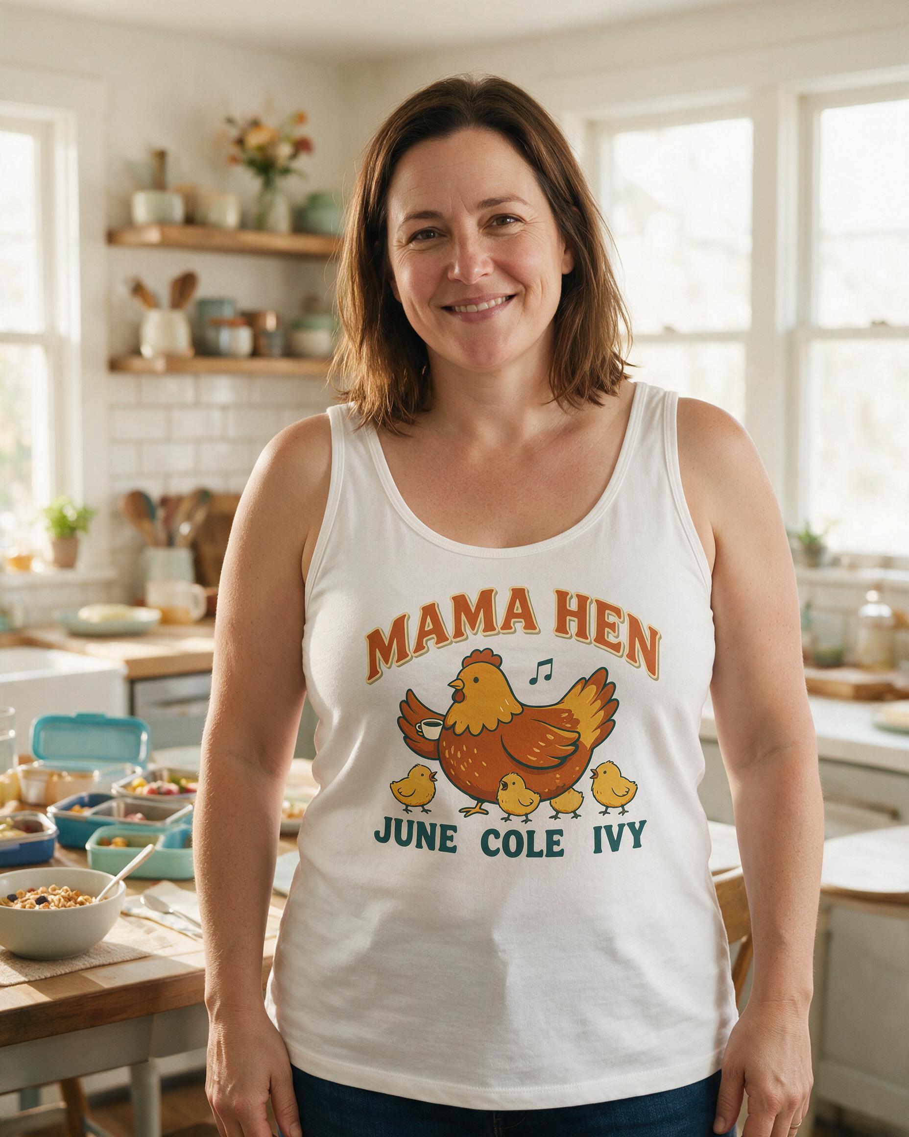 Mama Hen And Three Little Chicks Names Personalized Tank Top β White