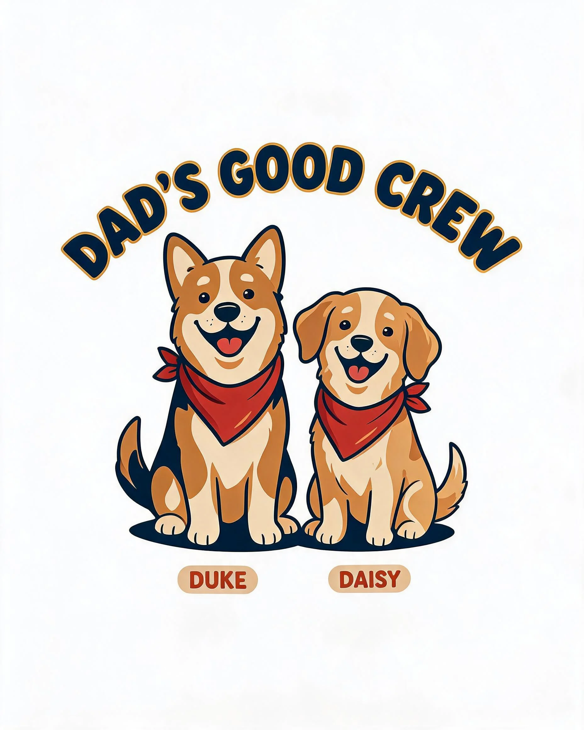 Dad's Good Crew Pets Photo Cartoon Two Names Tank Top